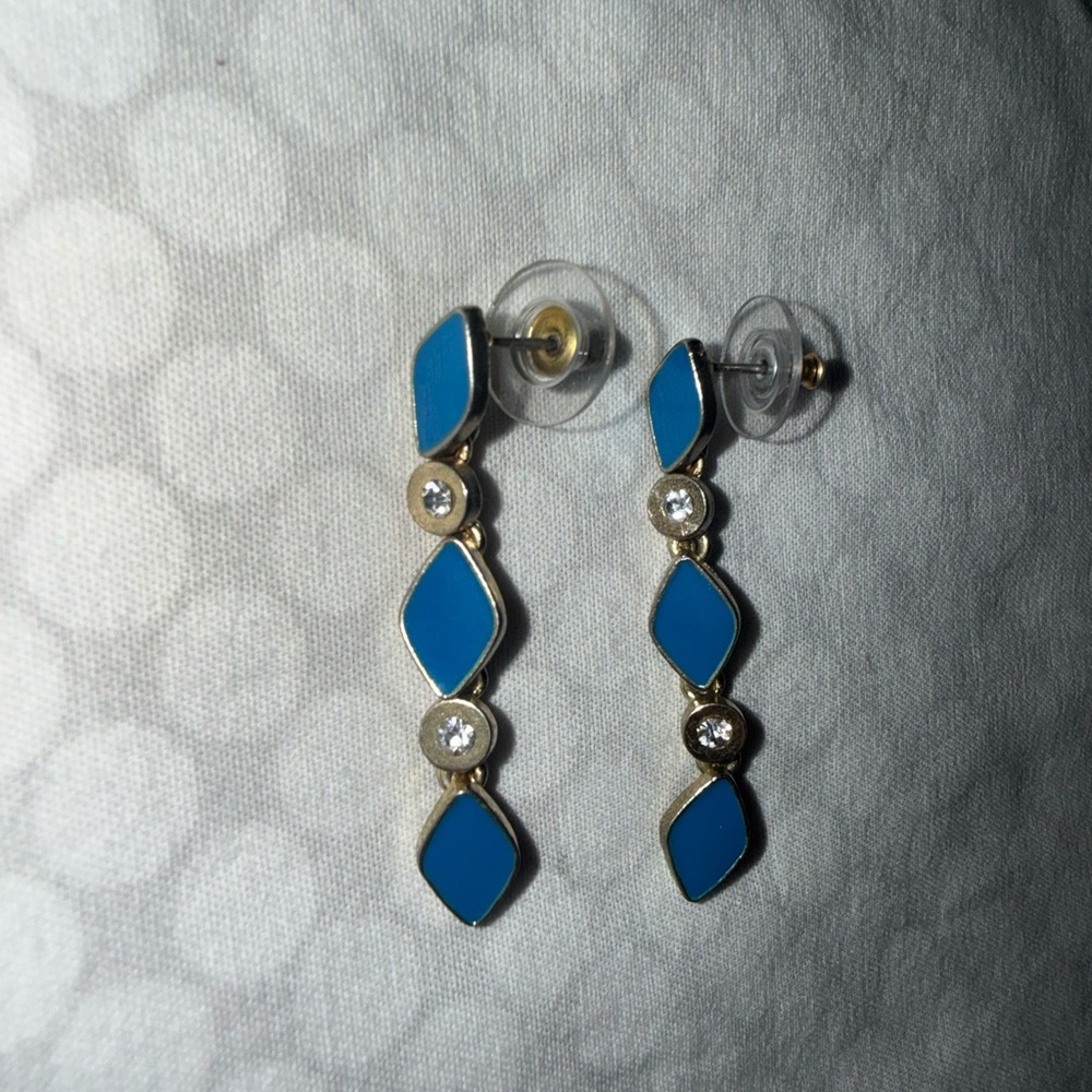 Cache Blue and Gold Geometric Earrings